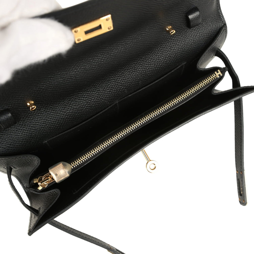 Hermes Kelly Wallet To Go Black Epsom Gold Hardware