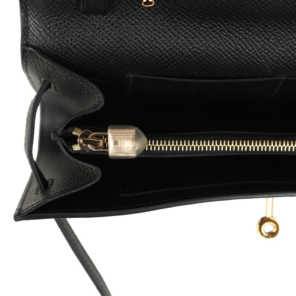 Hermes Kelly Wallet To Go Black Epsom Gold Hardware