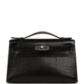 Hermes Kelly Pochette Black Varanus Niloticus Lizard Palladium Hardware
