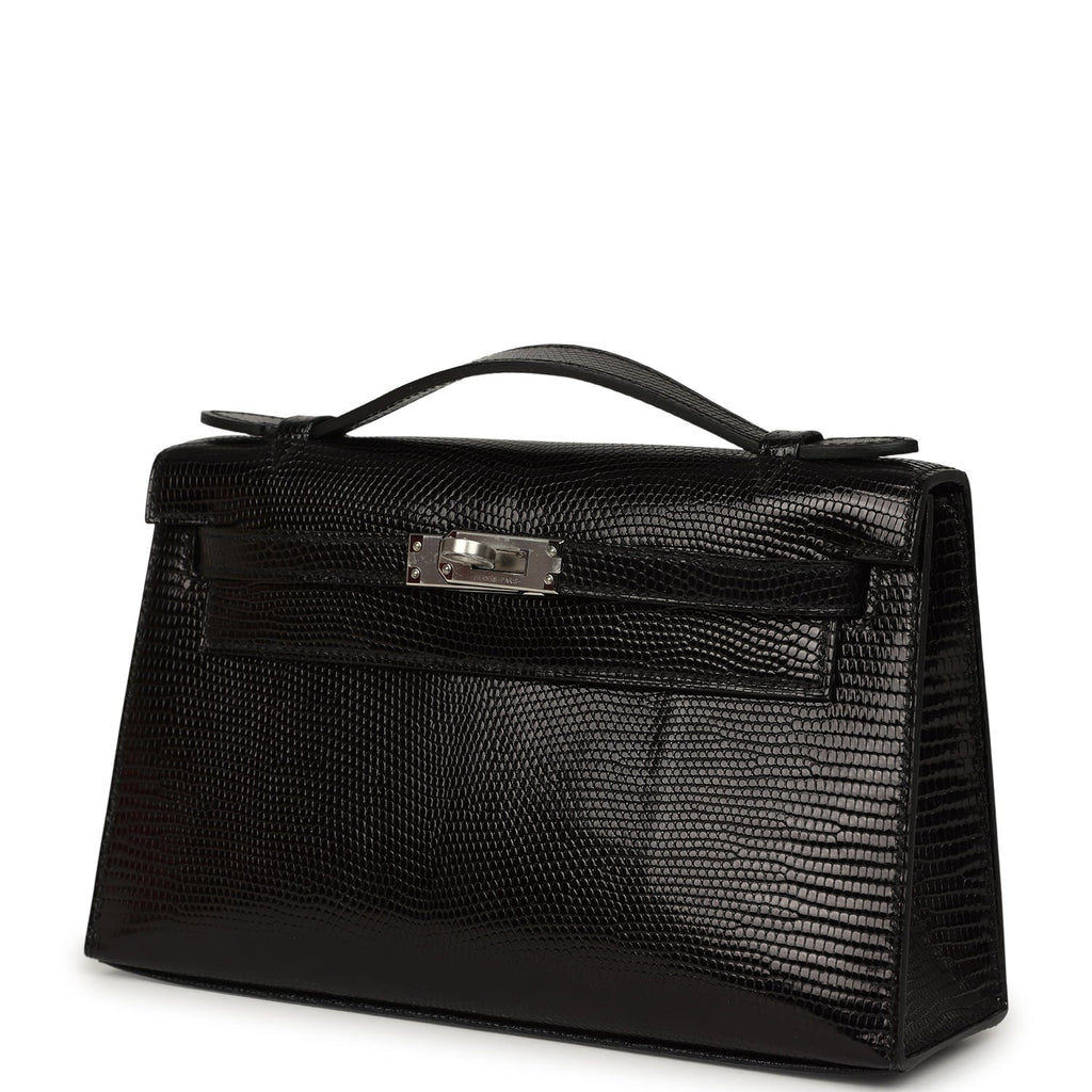 Hermes Kelly Pochette Black Varanus Niloticus Lizard Palladium Hardware