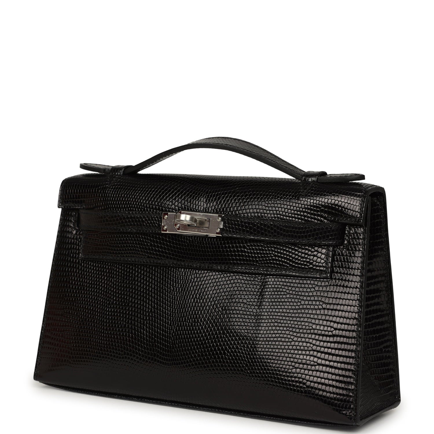 Hermes Kelly Pochette Black Varanus Niloticus Lizard Palladium Hardware