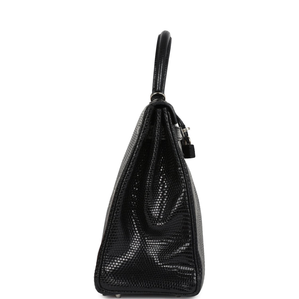 Hermes Kelly Retourne 35 Black Varanus Niloticus Lizard Palladium Hardware