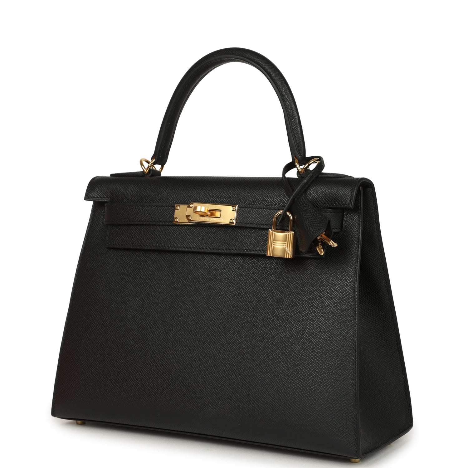 Hermes Kelly Sellier 28 Black Epsom Gold Hardware