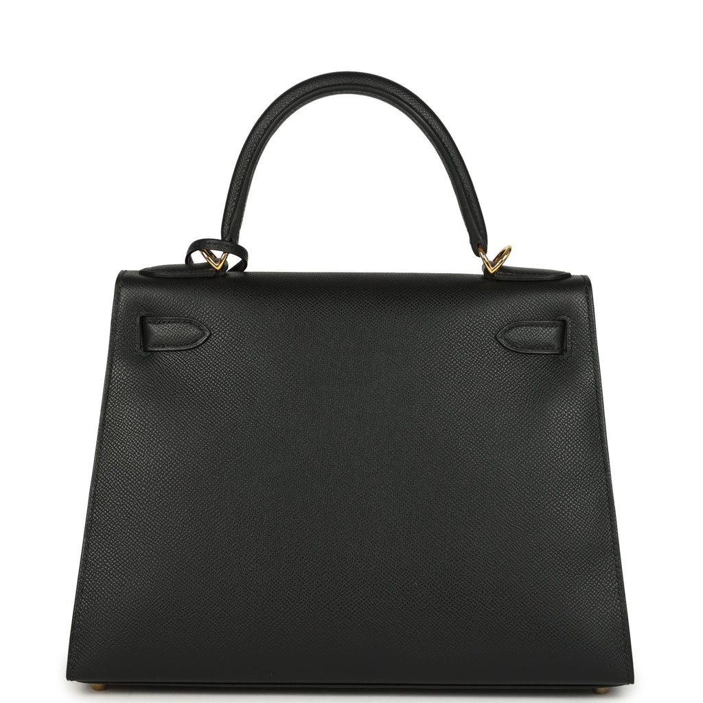Hermes Kelly Sellier 28 Black Epsom Gold Hardware