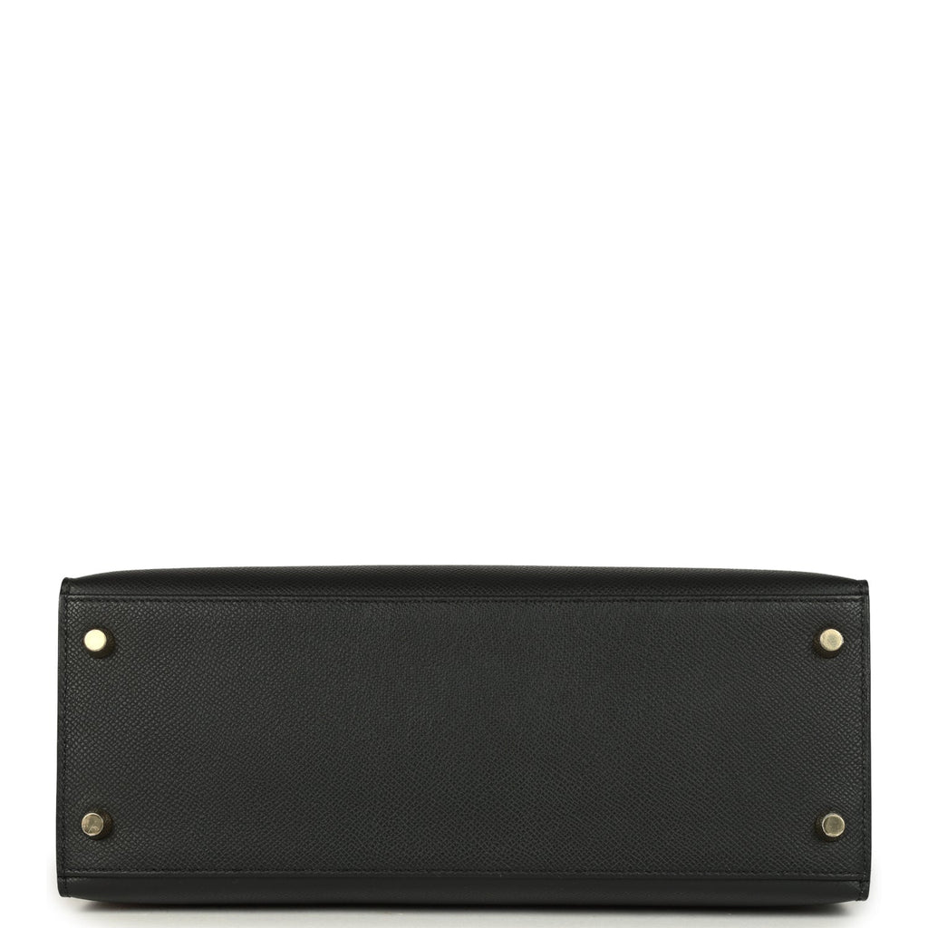Hermes Kelly Sellier 28 Black Epsom Gold Hardware
