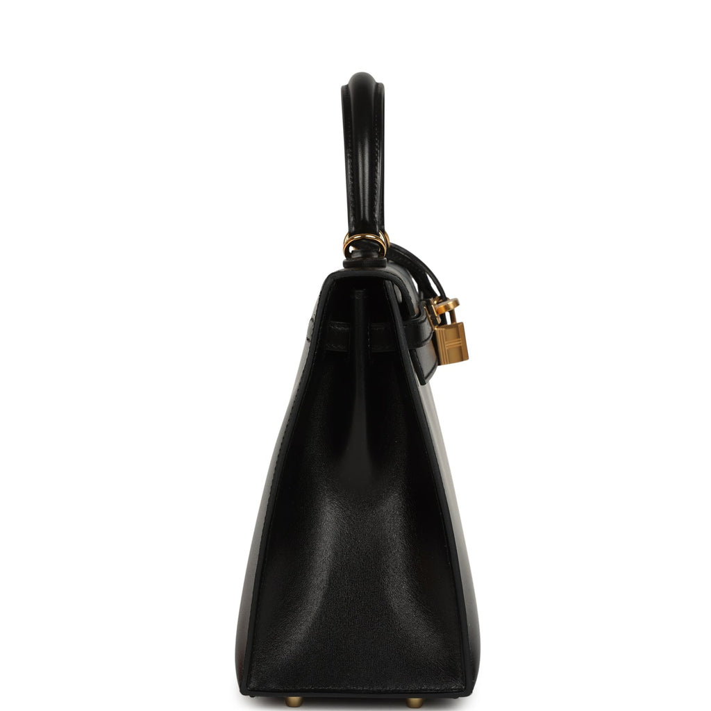 Hermes Kelly Sellier 25 Black Box Gold Hardware
