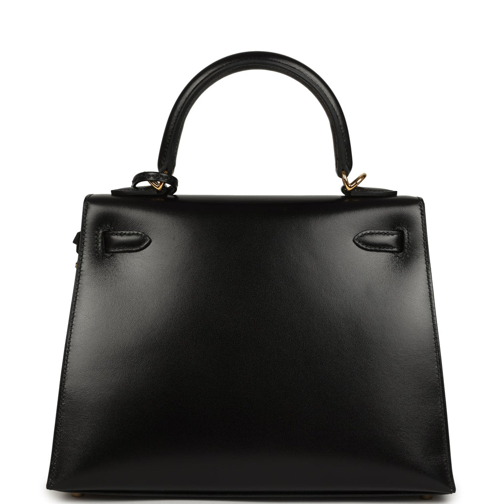 Hermes Kelly Sellier 25 Black Box Gold Hardware