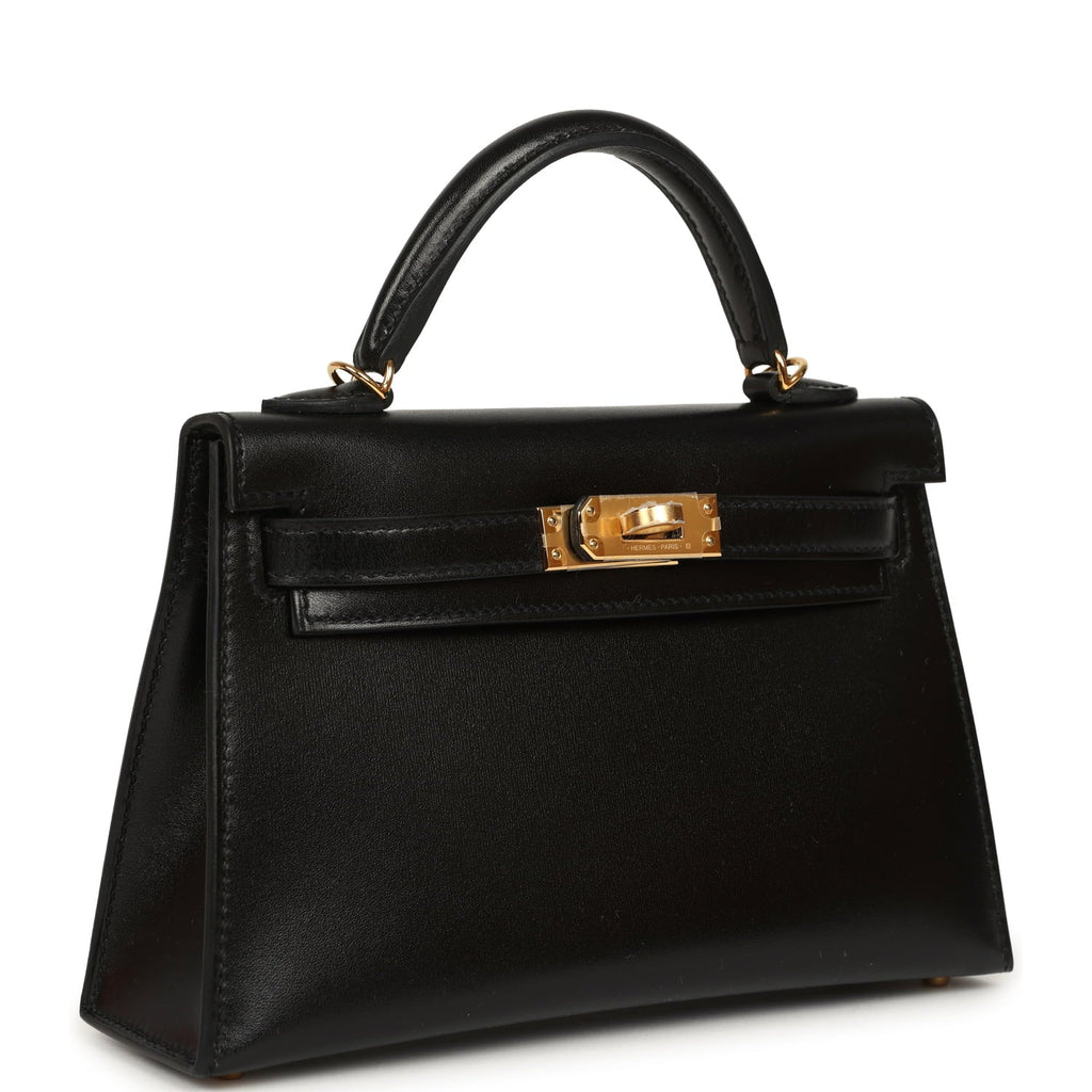 Hermes Kelly Sellier 20 Black Box Gold Hardware
