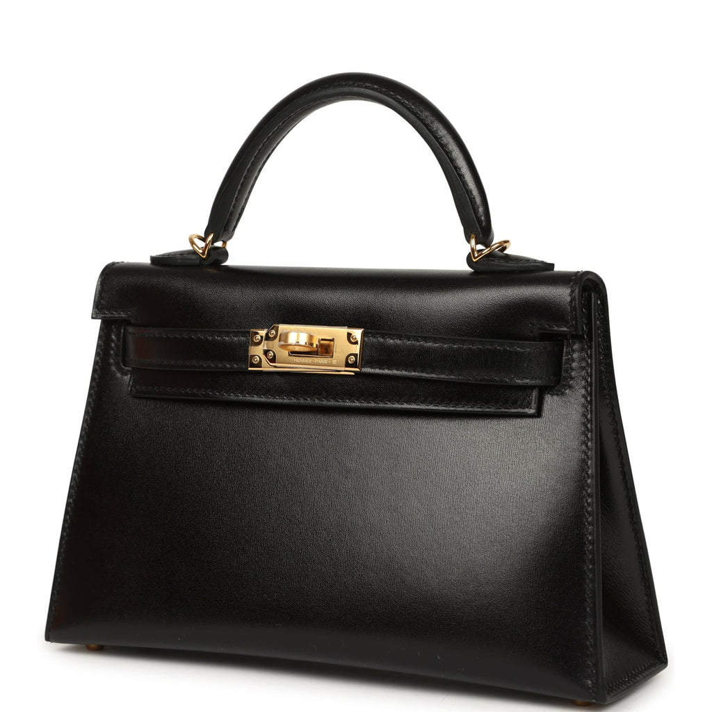 Hermes Kelly Sellier 20 Black Box Gold Hardware