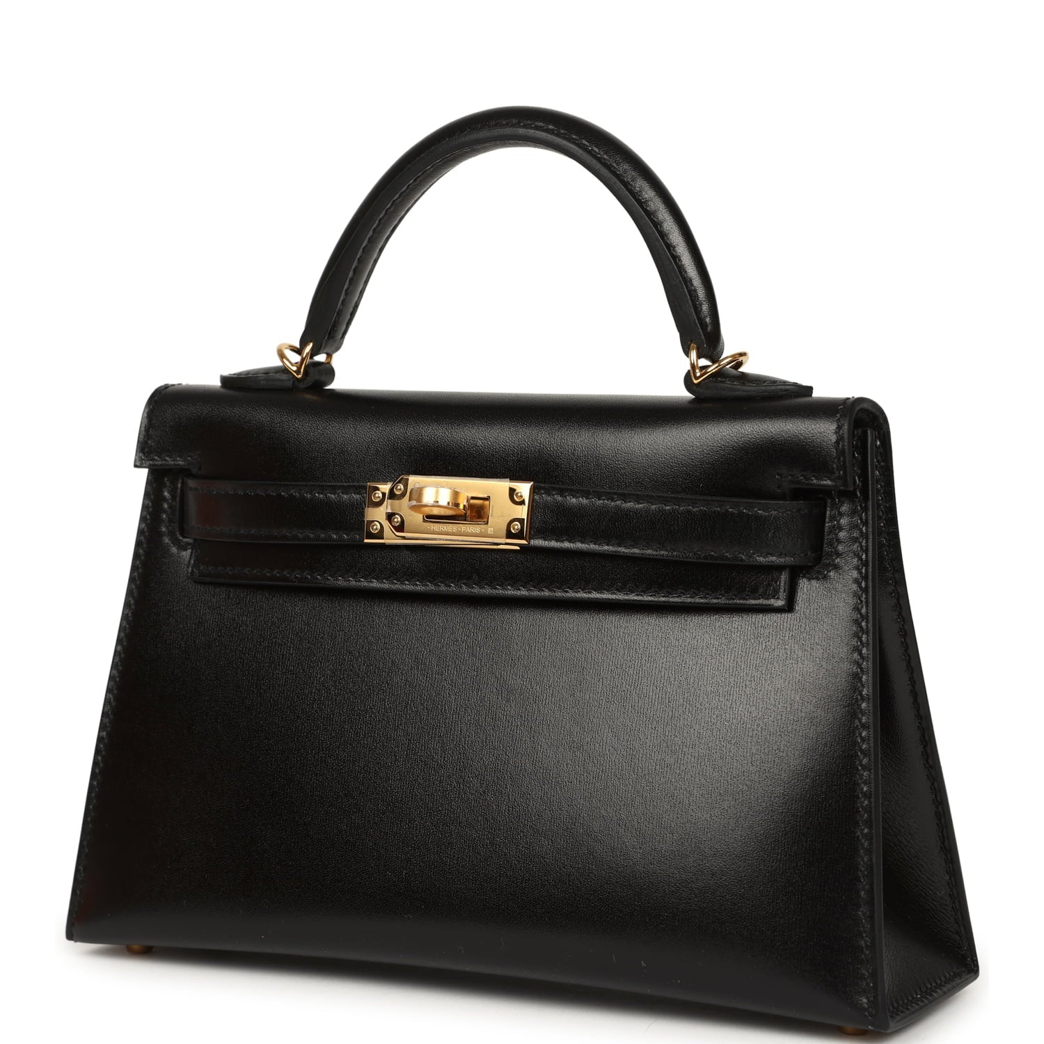 Hermes Kelly Sellier 20 Black Box Gold Hardware