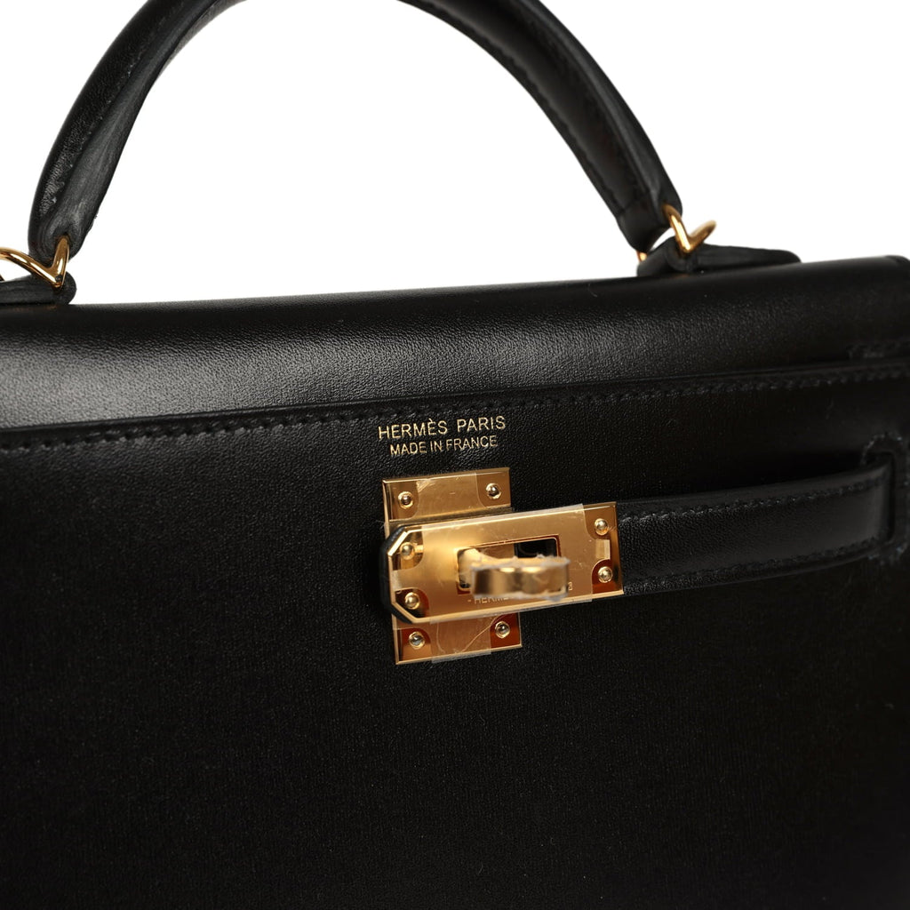 Hermes Kelly Sellier 20 Black Box Gold Hardware
