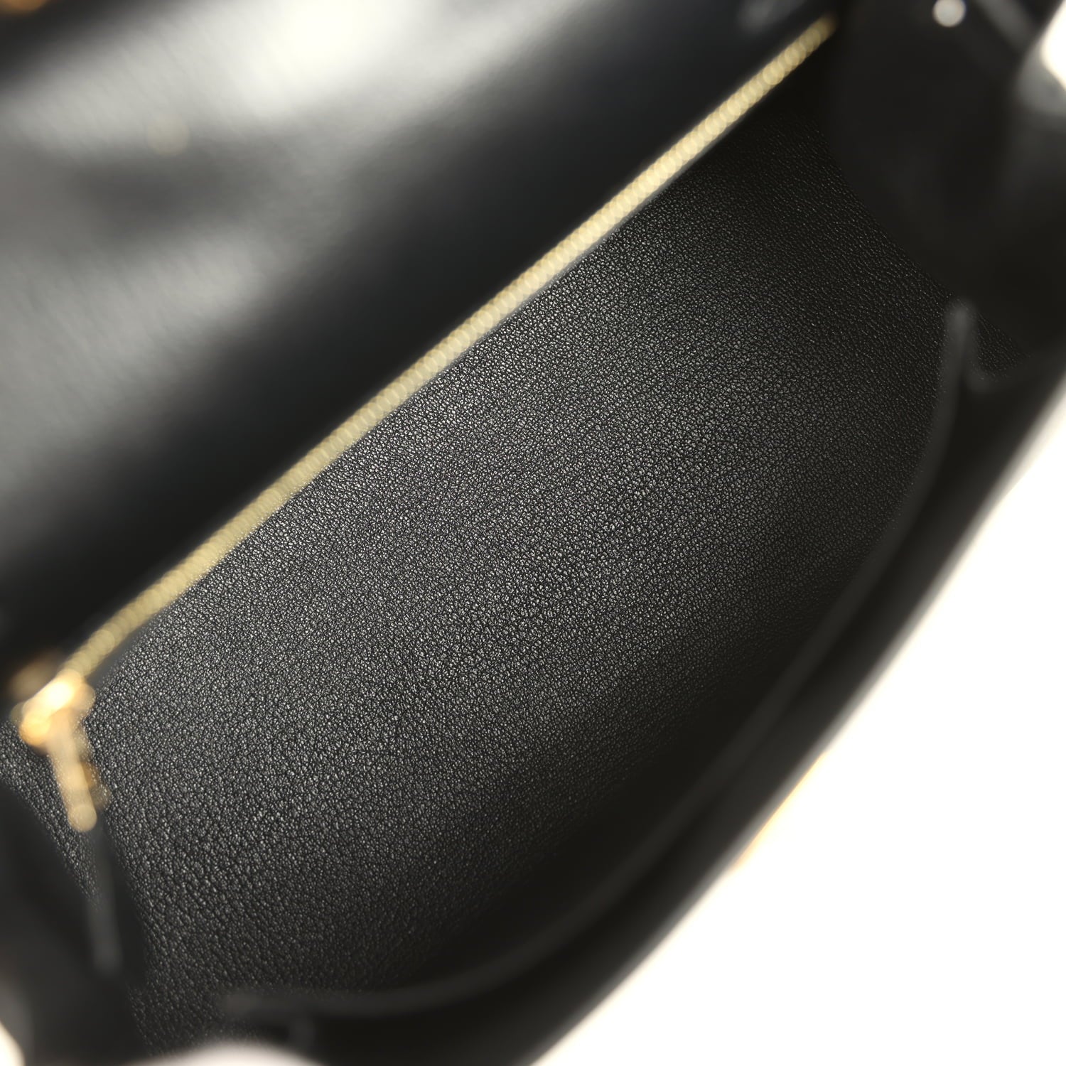 Hermes Kelly Sellier 25 Black Chevre Chamkila Gold Hardware