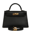 Hermes Kelly Sellier 20 Black Epsom Gold Hardware