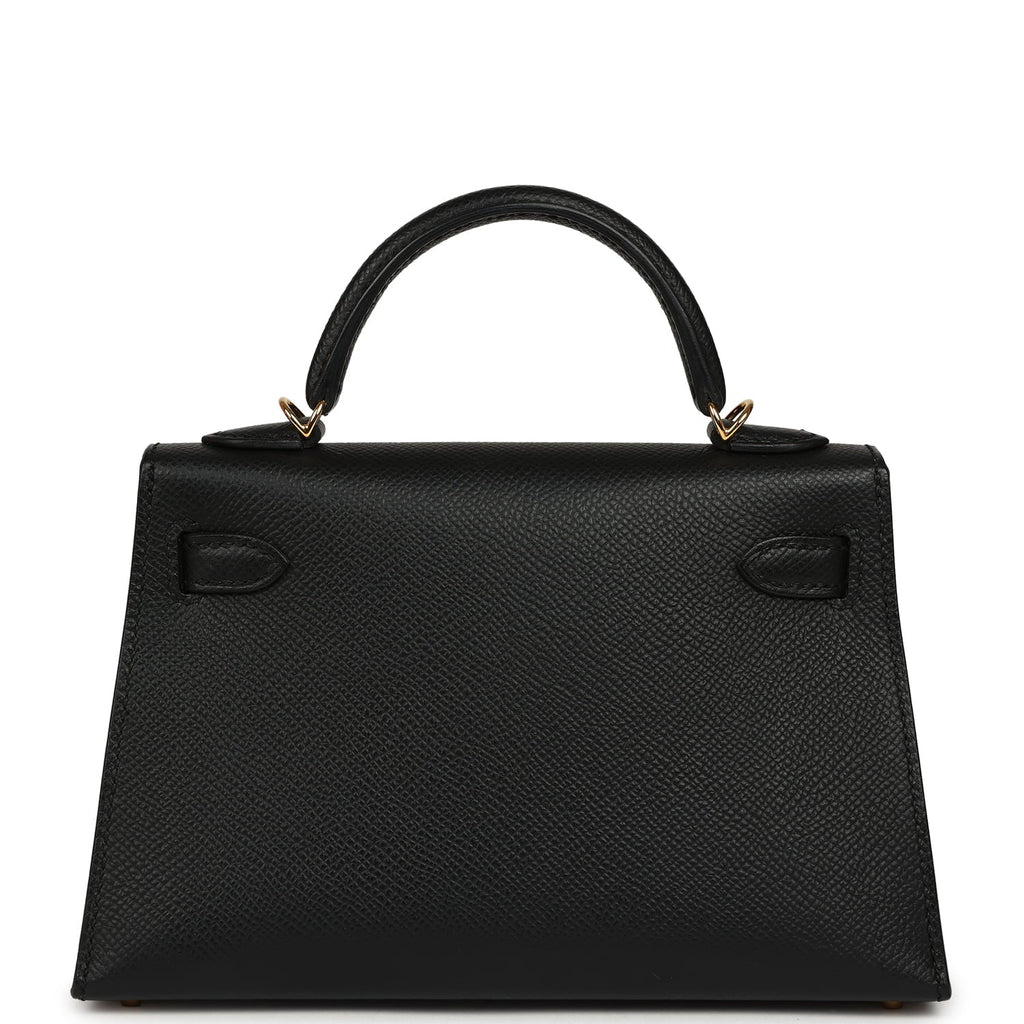 Hermes Kelly Sellier 20 Black Epsom Gold Hardware