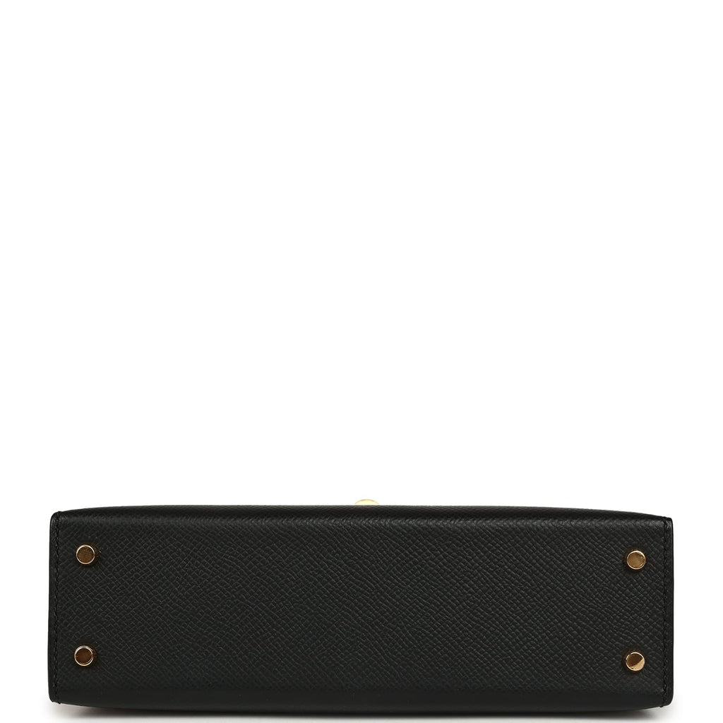 Hermes Kelly Sellier 20 Black Epsom Gold Hardware