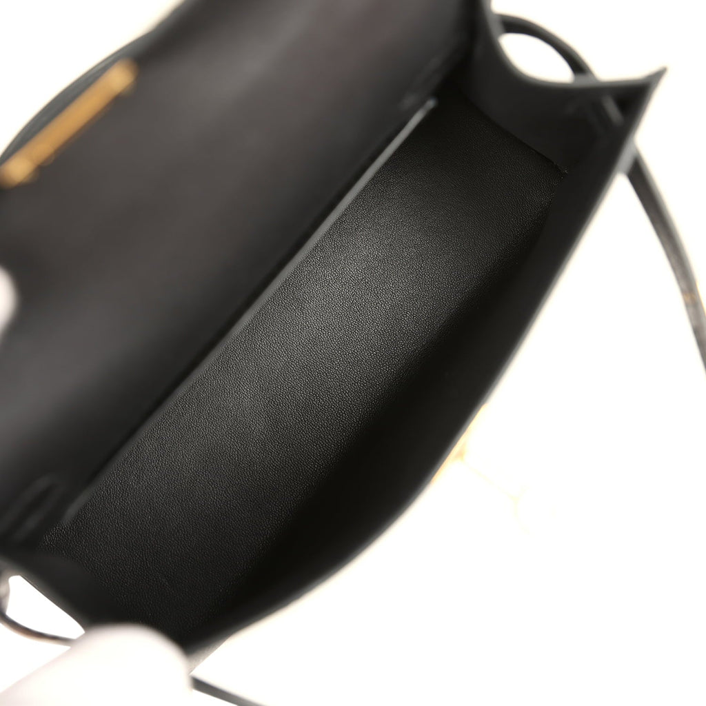 Hermes Kelly Sellier 20 Black Epsom Gold Hardware