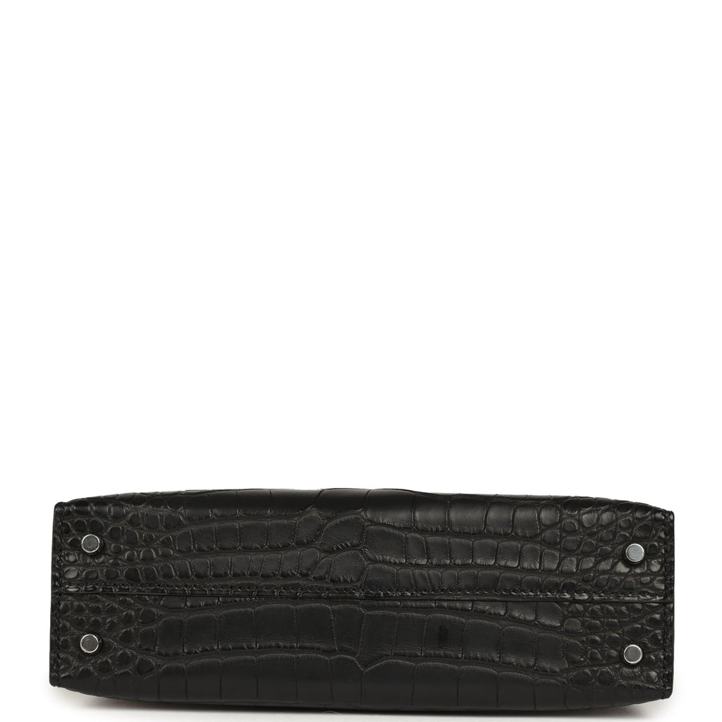 Hermes Kelly Sellier 20 Black Matte Alligator Palladium Hardware