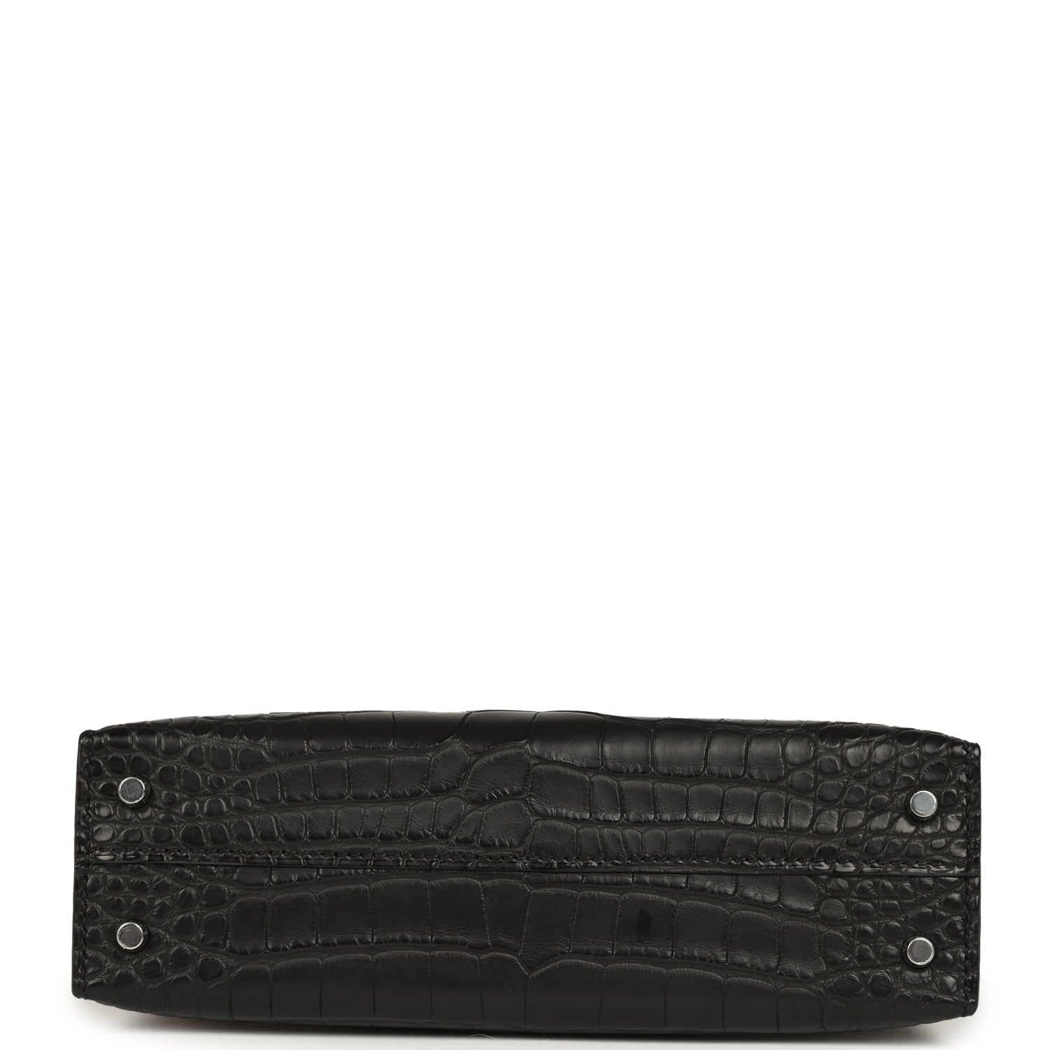 Hermes Kelly Sellier 20 Black Matte Alligator Palladium Hardware
