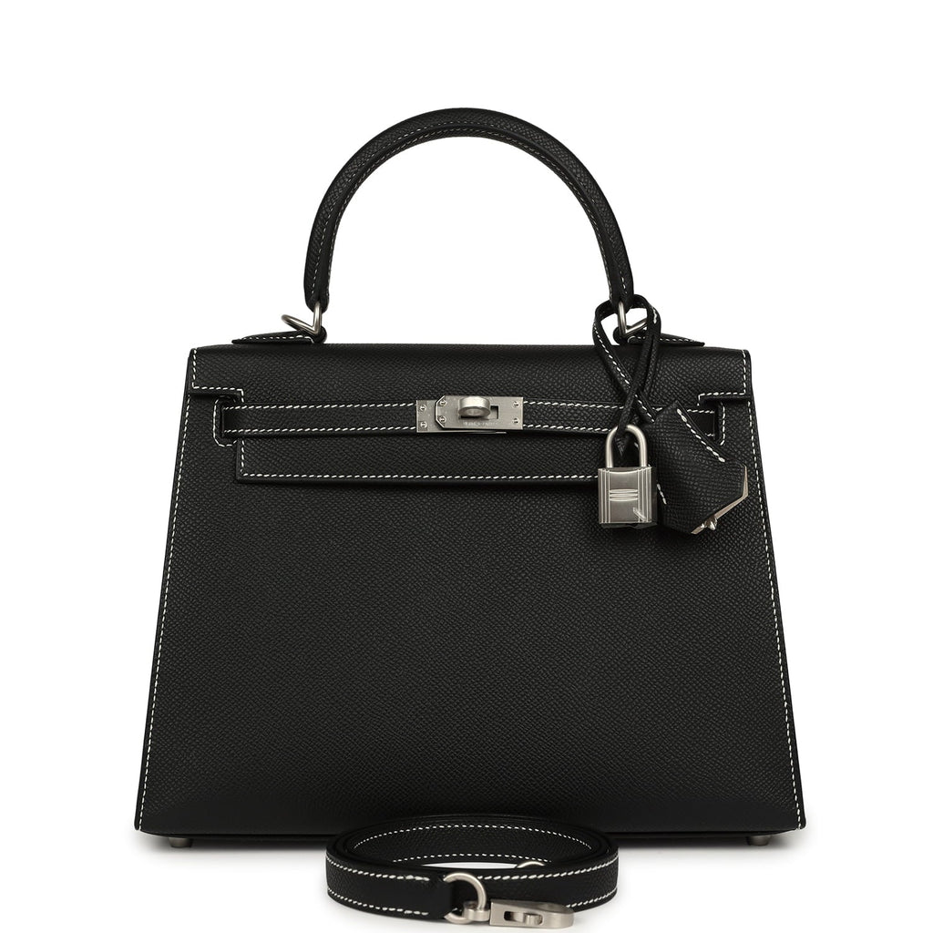 Hermes Special Order (HSS) Kelly Sellier 25 Black Verso Epsom Brushed Palladium Hardware