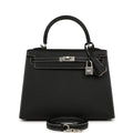 Hermes Special Order (HSS) Kelly Sellier 25 Black Verso Epsom Brushed Palladium Hardware