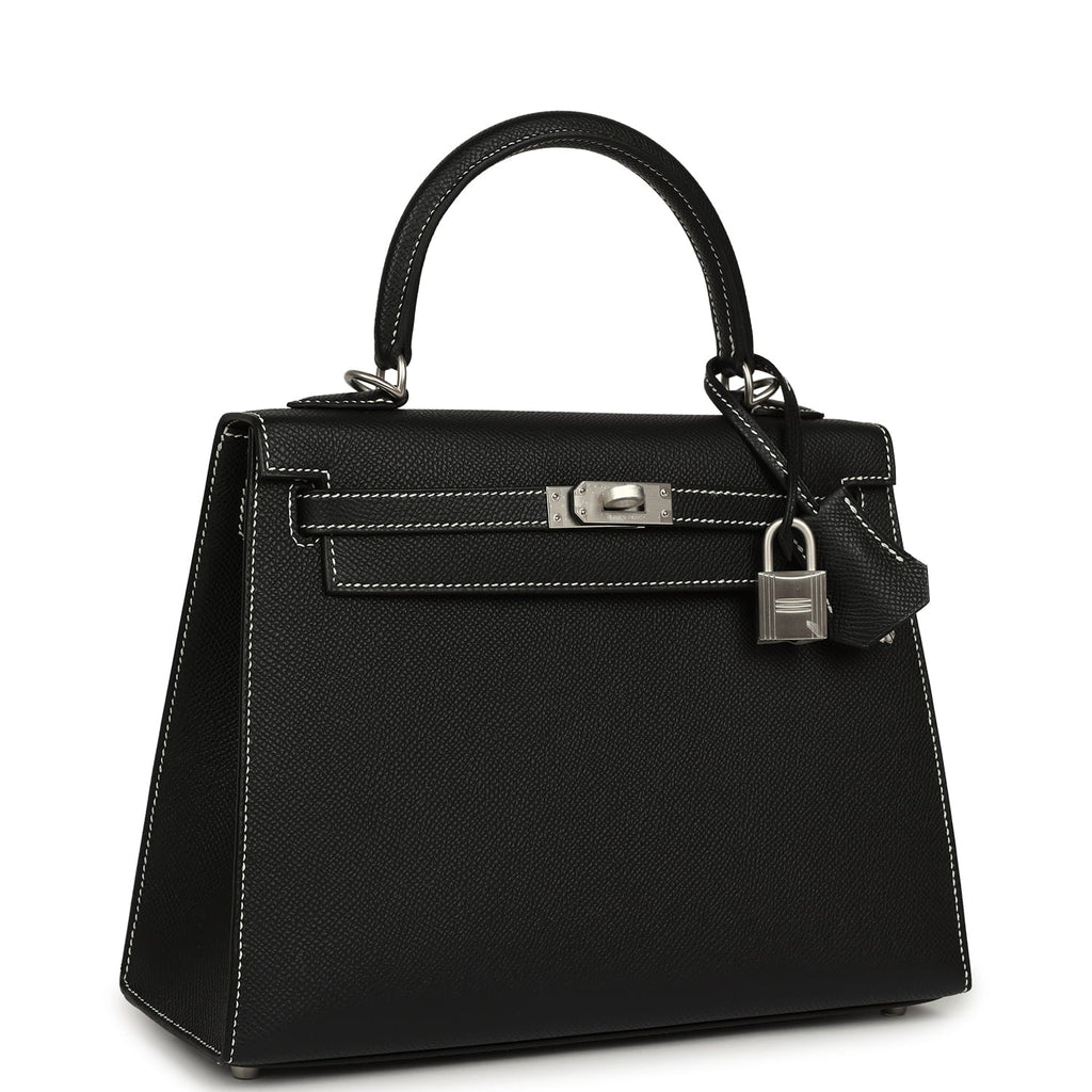 Hermes Special Order (HSS) Kelly Sellier 25 Black Verso Epsom Brushed Palladium Hardware