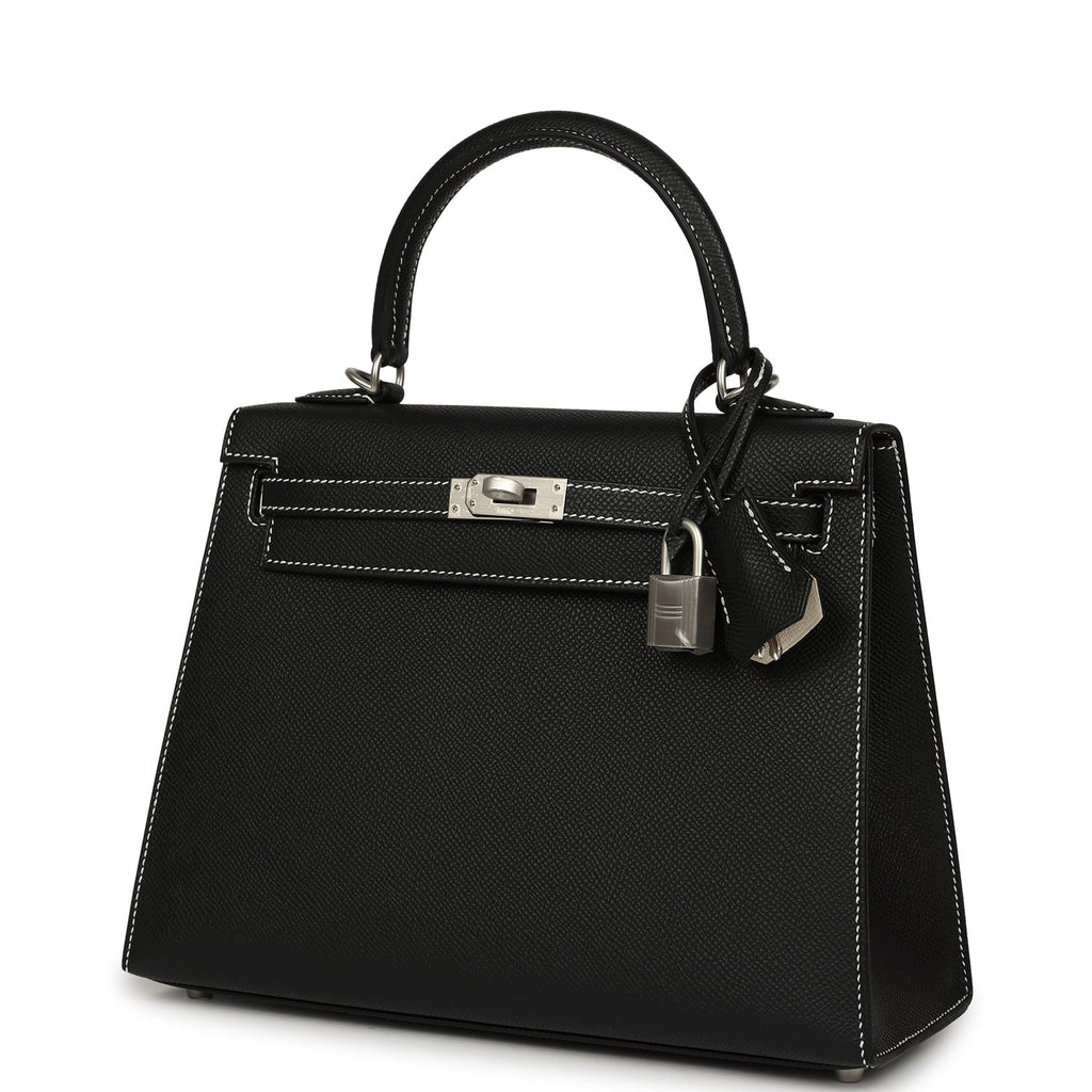 Hermes Special Order (HSS) Kelly Sellier 25 Black Verso Epsom Brushed Palladium Hardware