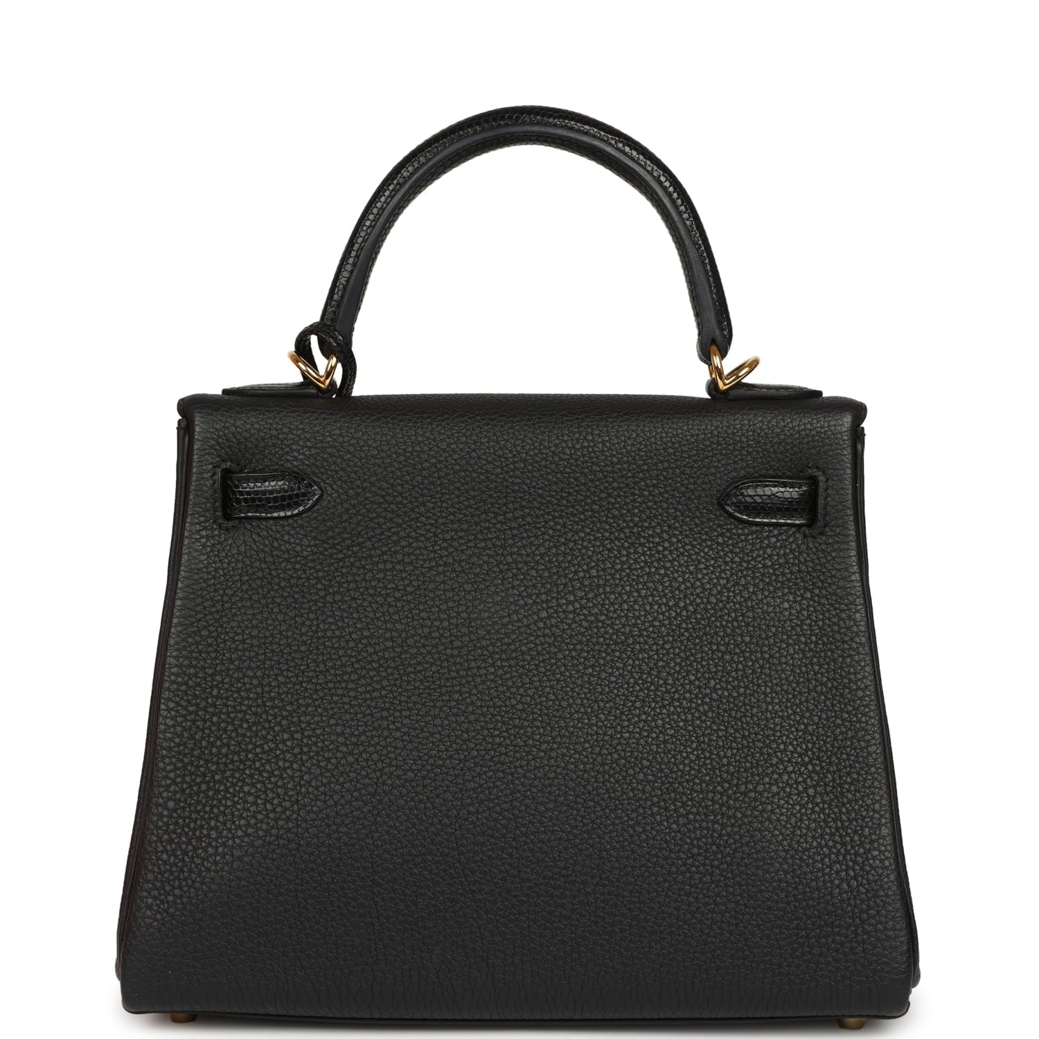 Hermes Kelly Retourne 25 Black Togo and Varanus Niloticus Lizard Touch Gold Hardware