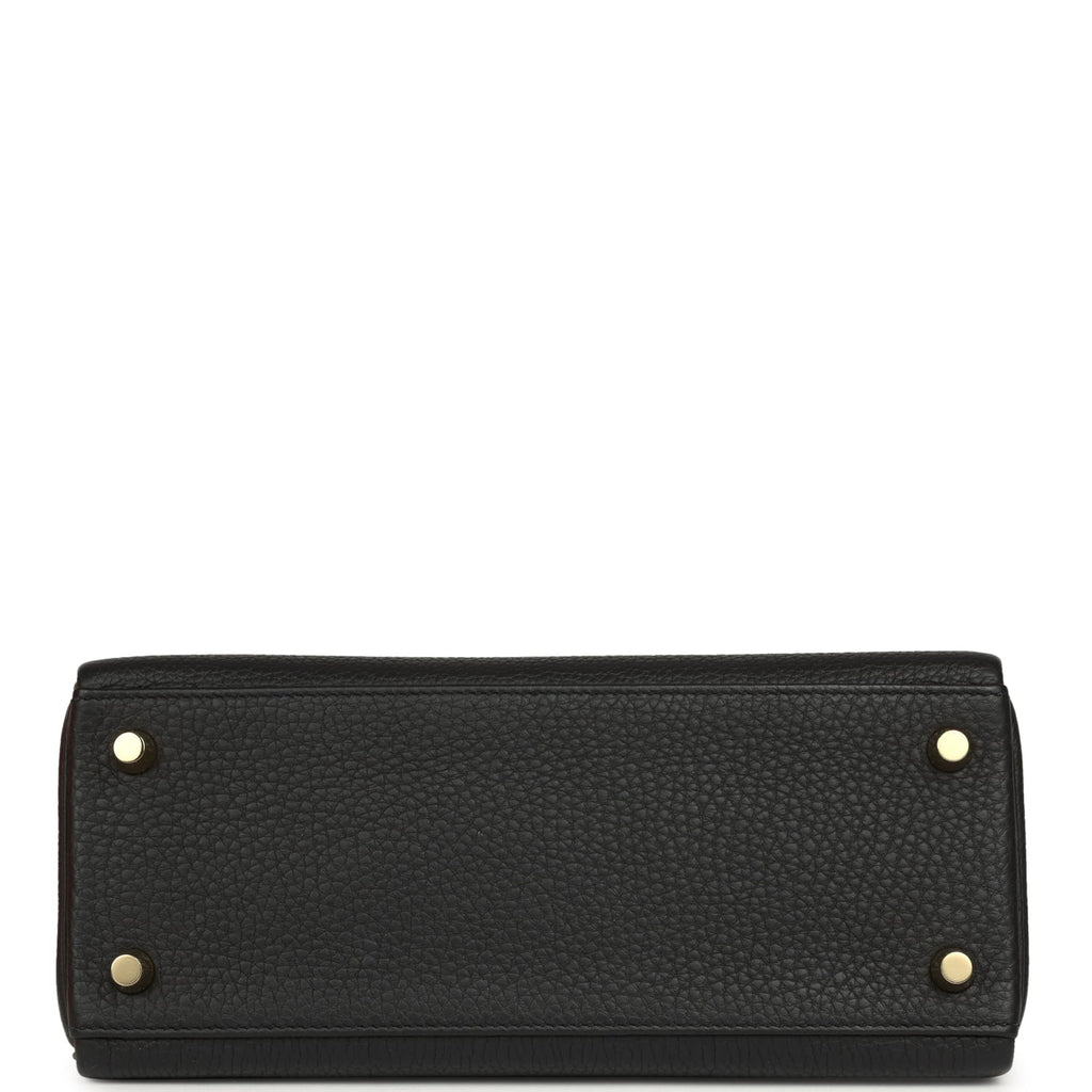 Hermes Kelly Retourne 25 Black Togo and Varanus Niloticus Lizard Touch Gold Hardware