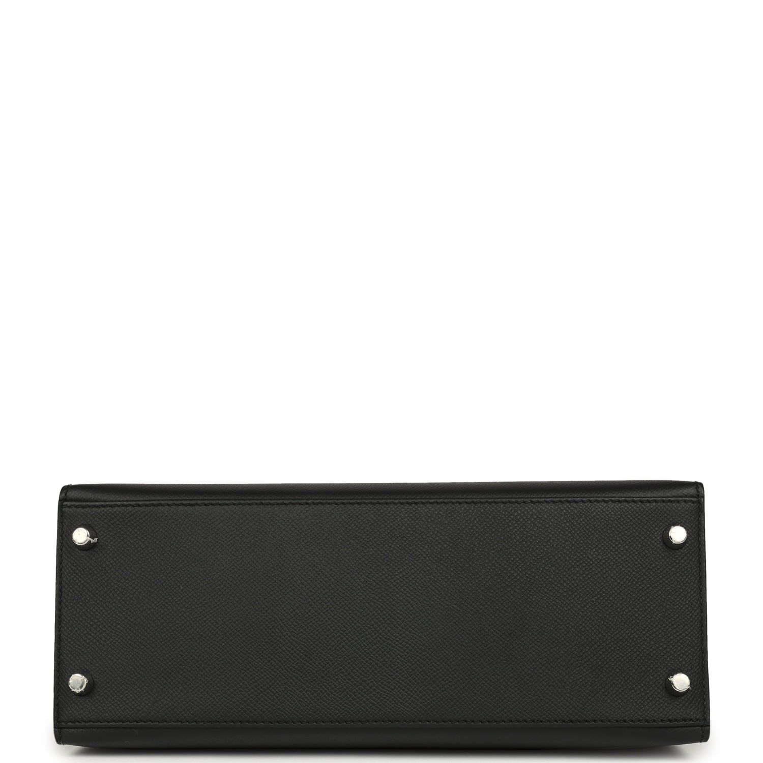 Pre-owned Hermes Kelly Sellier 28 Black Epsom Palladium Hardware