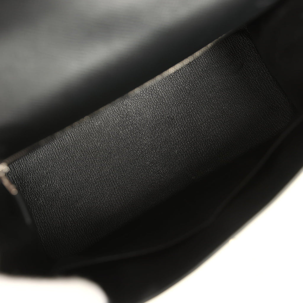 Pre-owned Hermes Kelly Sellier 28 Black Epsom Palladium Hardware