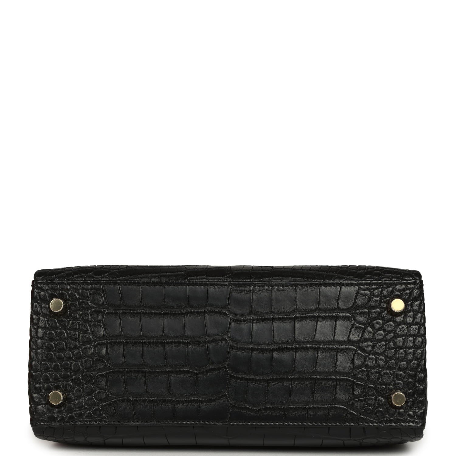 Hermes Kelly Retourne 25 Black Matte Alligator Gold Hardware