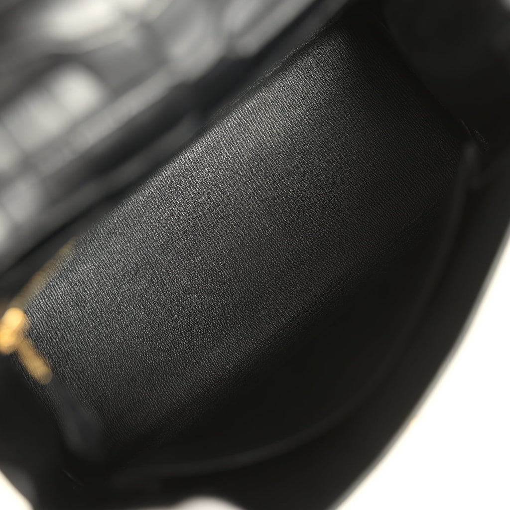 Hermes Kelly Retourne 25 Black Matte Alligator Gold Hardware