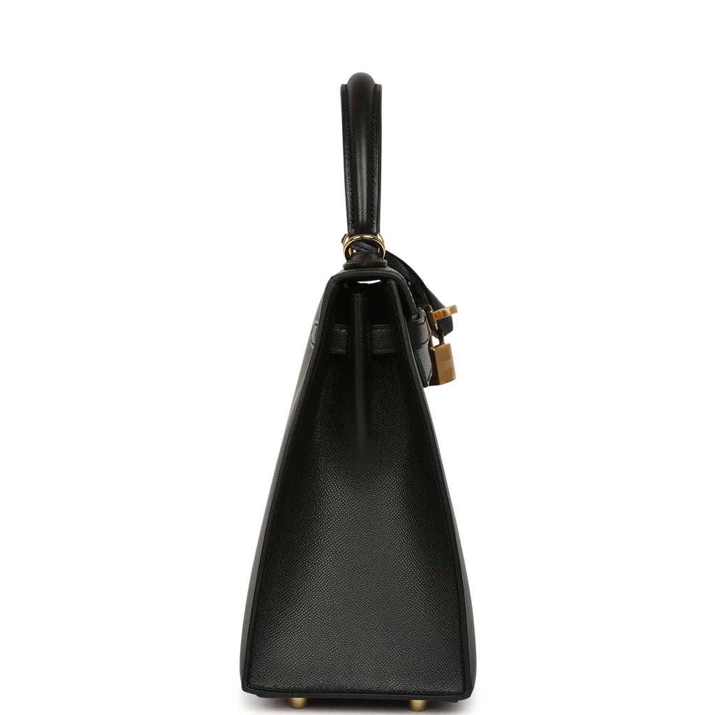 Hermes Kelly Sellier 25 Black Verso Madame Gold Hardware