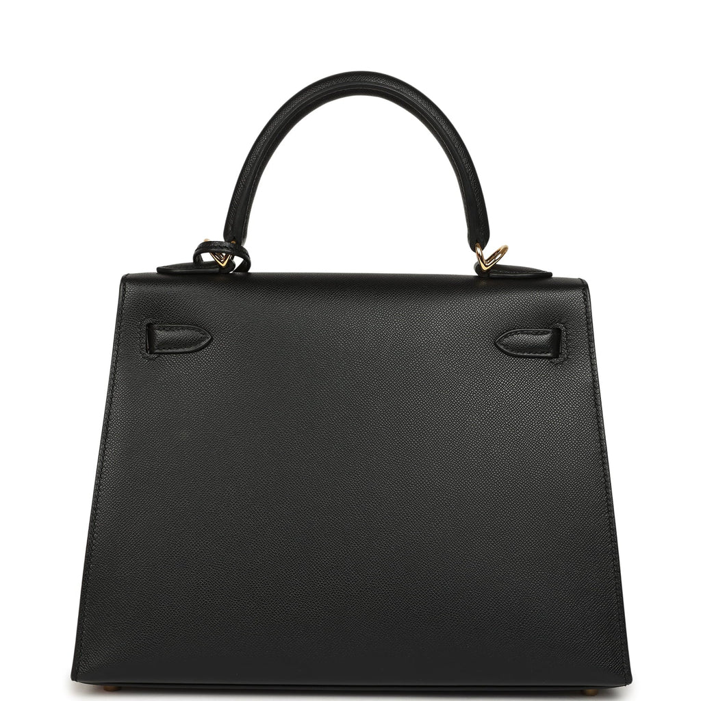 Hermes Kelly Sellier 25 Black Verso Madame Gold Hardware