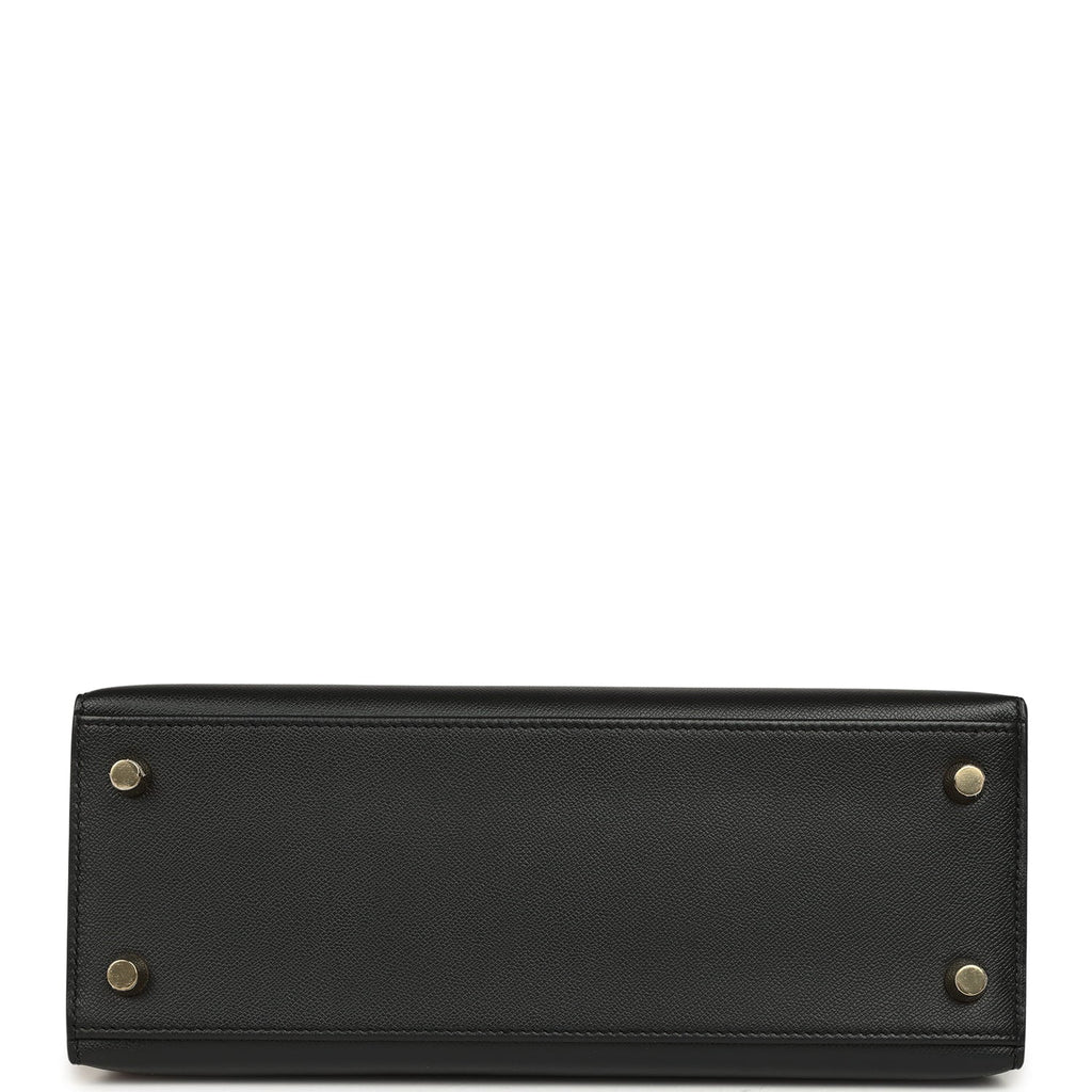 Hermes Kelly Sellier 25 Black Verso Madame Gold Hardware