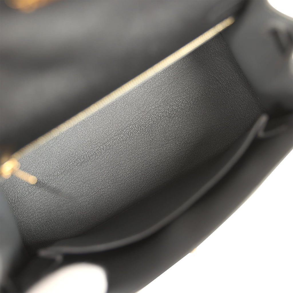 Hermes Kelly Sellier 25 Black Verso Madame Gold Hardware