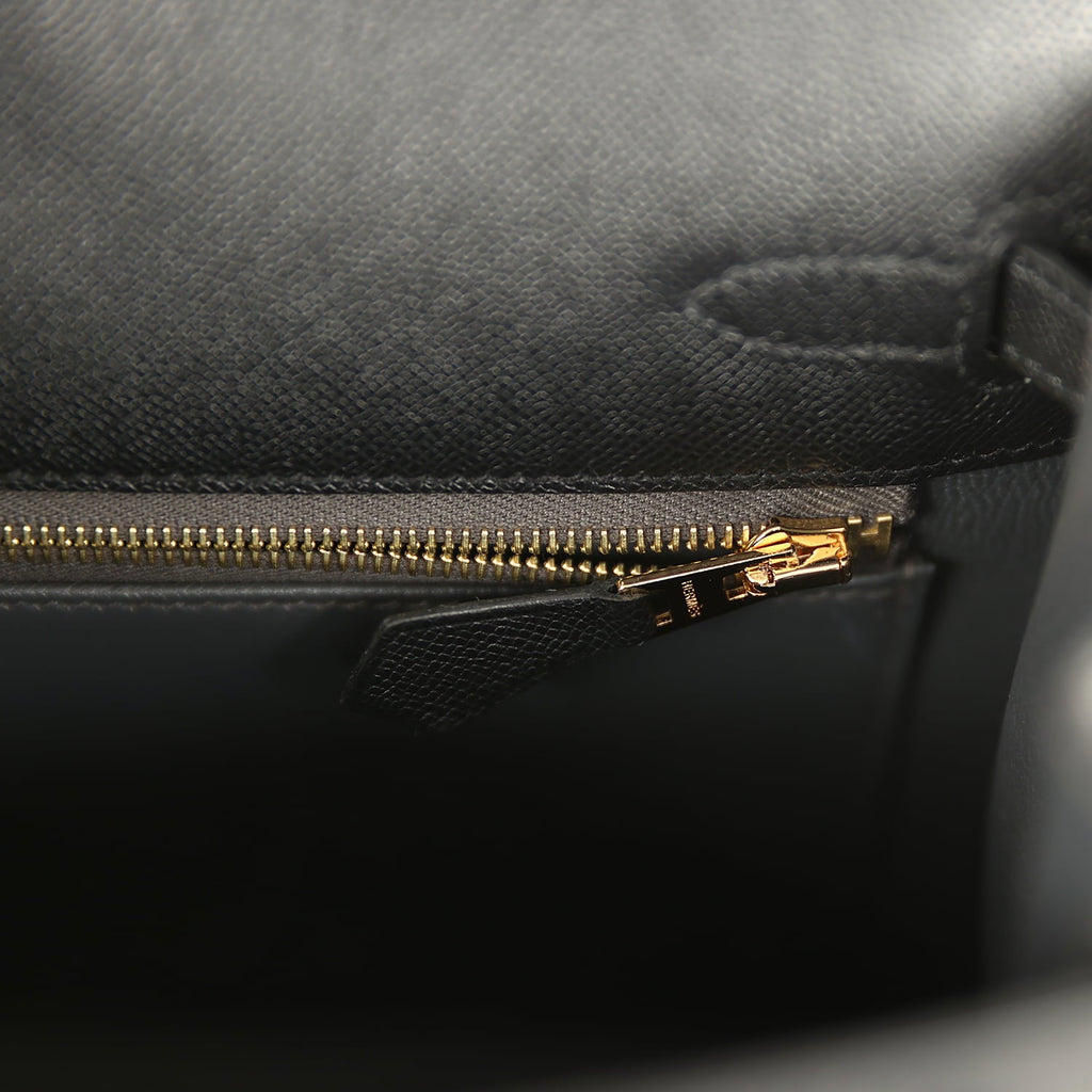 Hermes Kelly Sellier 25 Black Verso Madame Gold Hardware