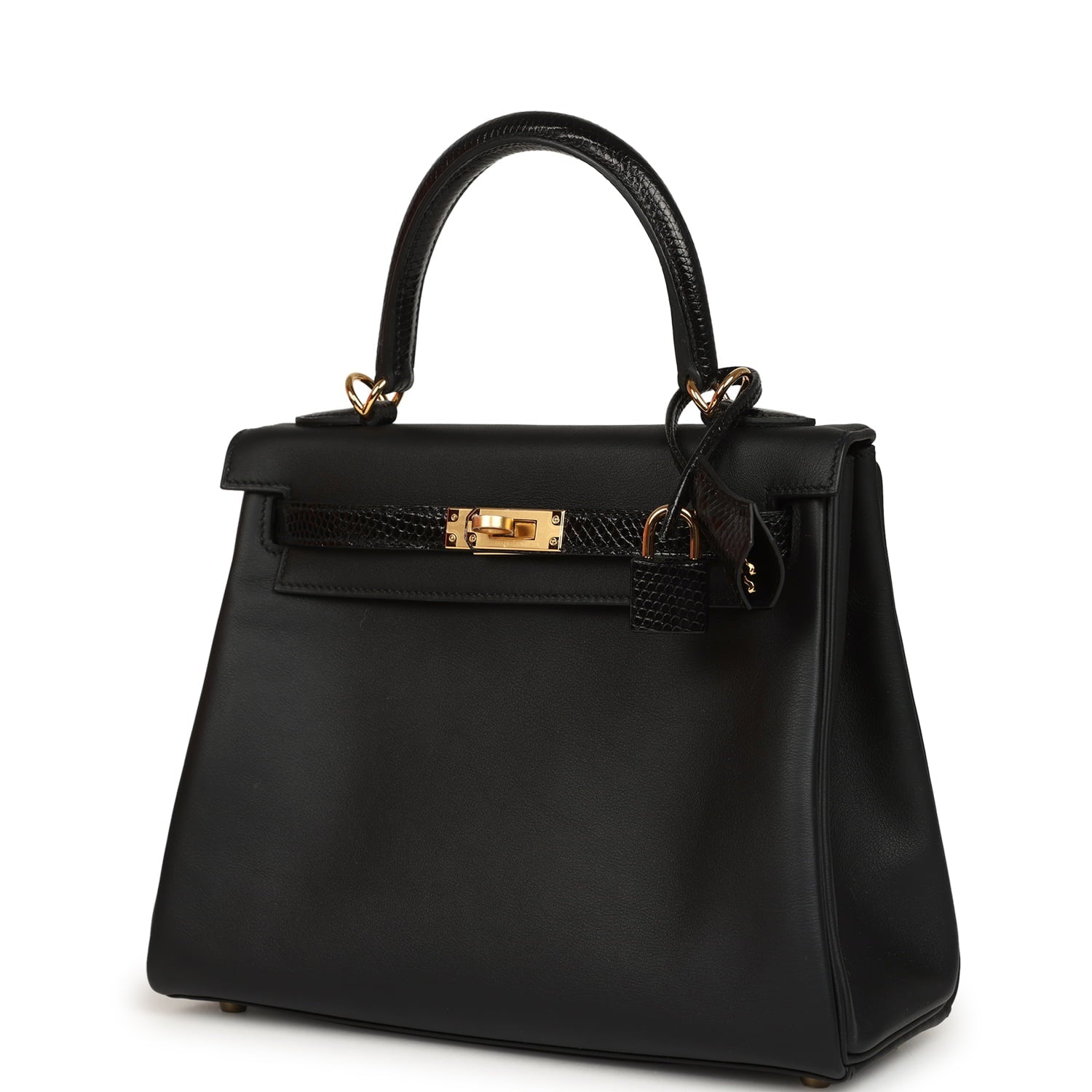 Hermes Kelly Retourne 25 Black Swift and Varanus Niloticus Lizard Touch Gold Hardware