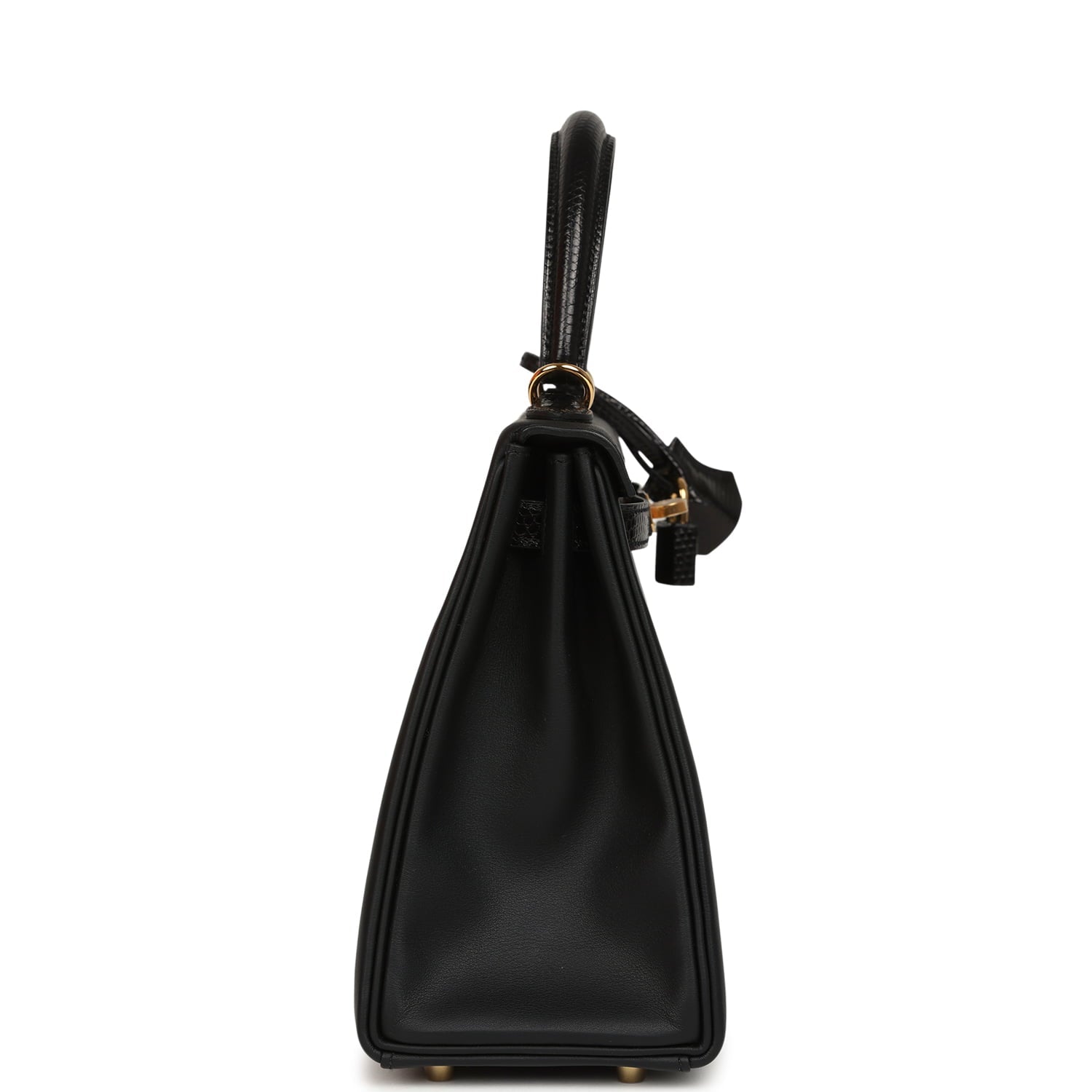 Hermes Kelly Retourne 25 Black Swift and Varanus Niloticus Lizard Touch Gold Hardware