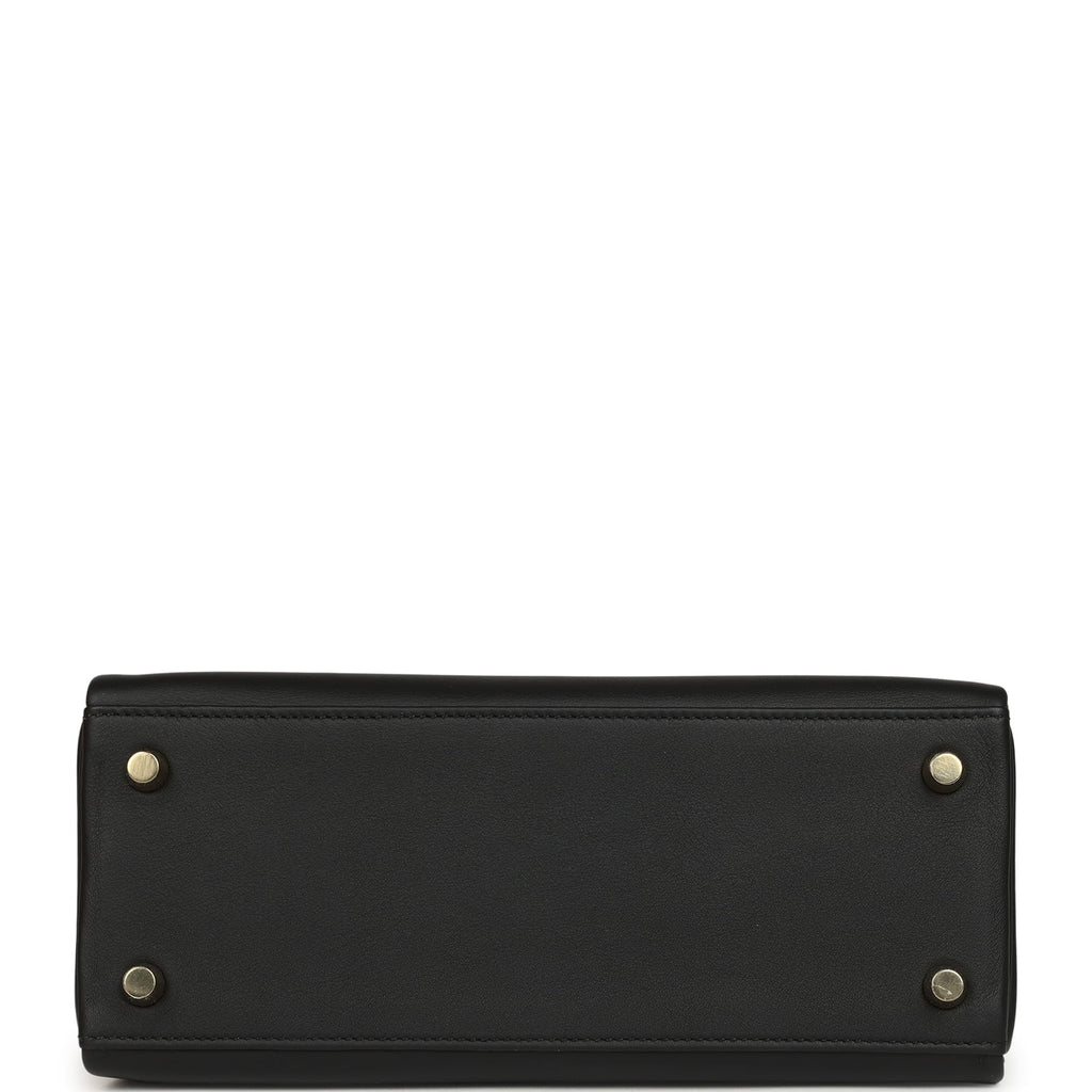 Hermes Kelly Retourne 25 Black Swift and Varanus Niloticus Lizard Touch Gold Hardware