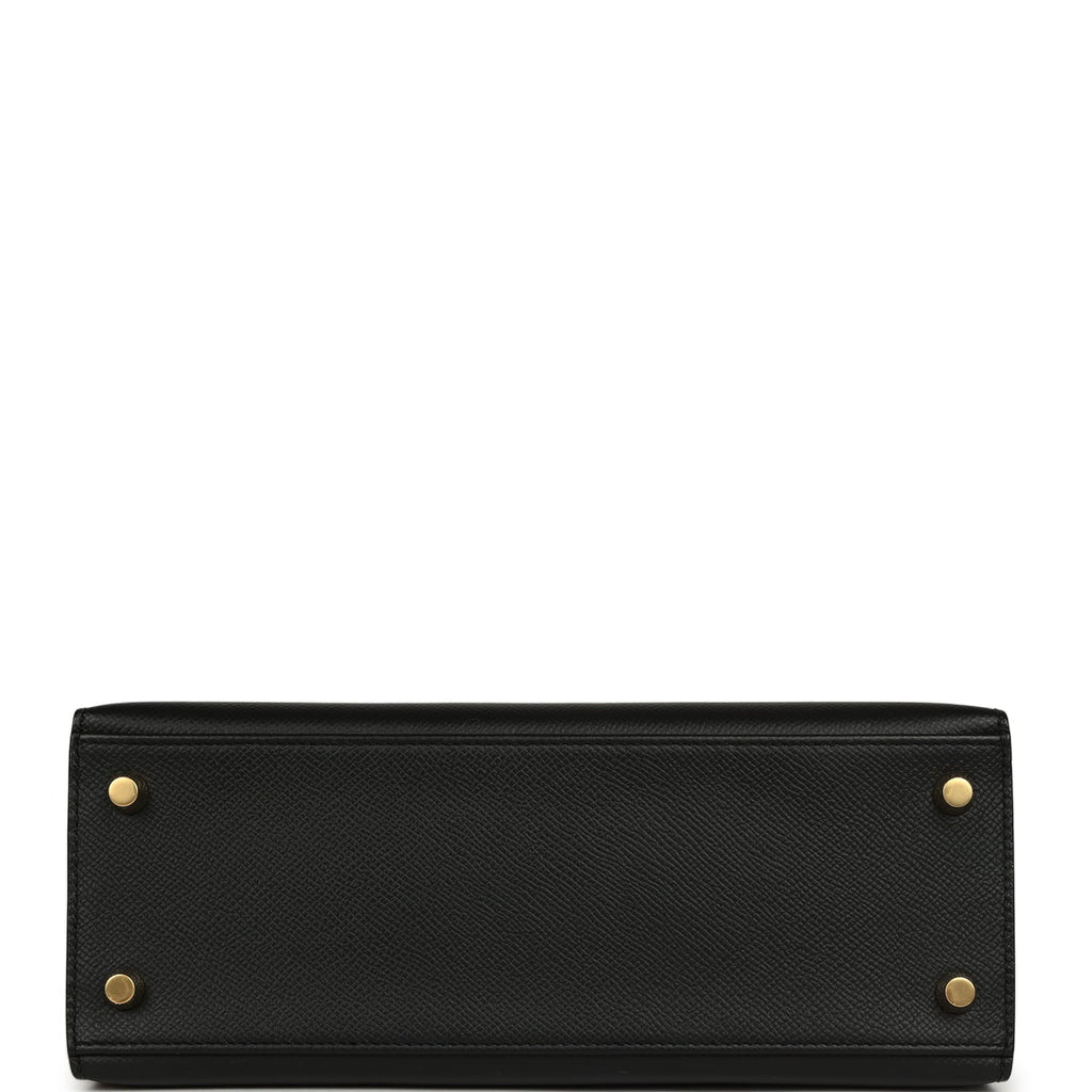 Hermes Special Order (HSS) Kelly Sellier 25 Black and White Epsom Brushed Gold Hardware
