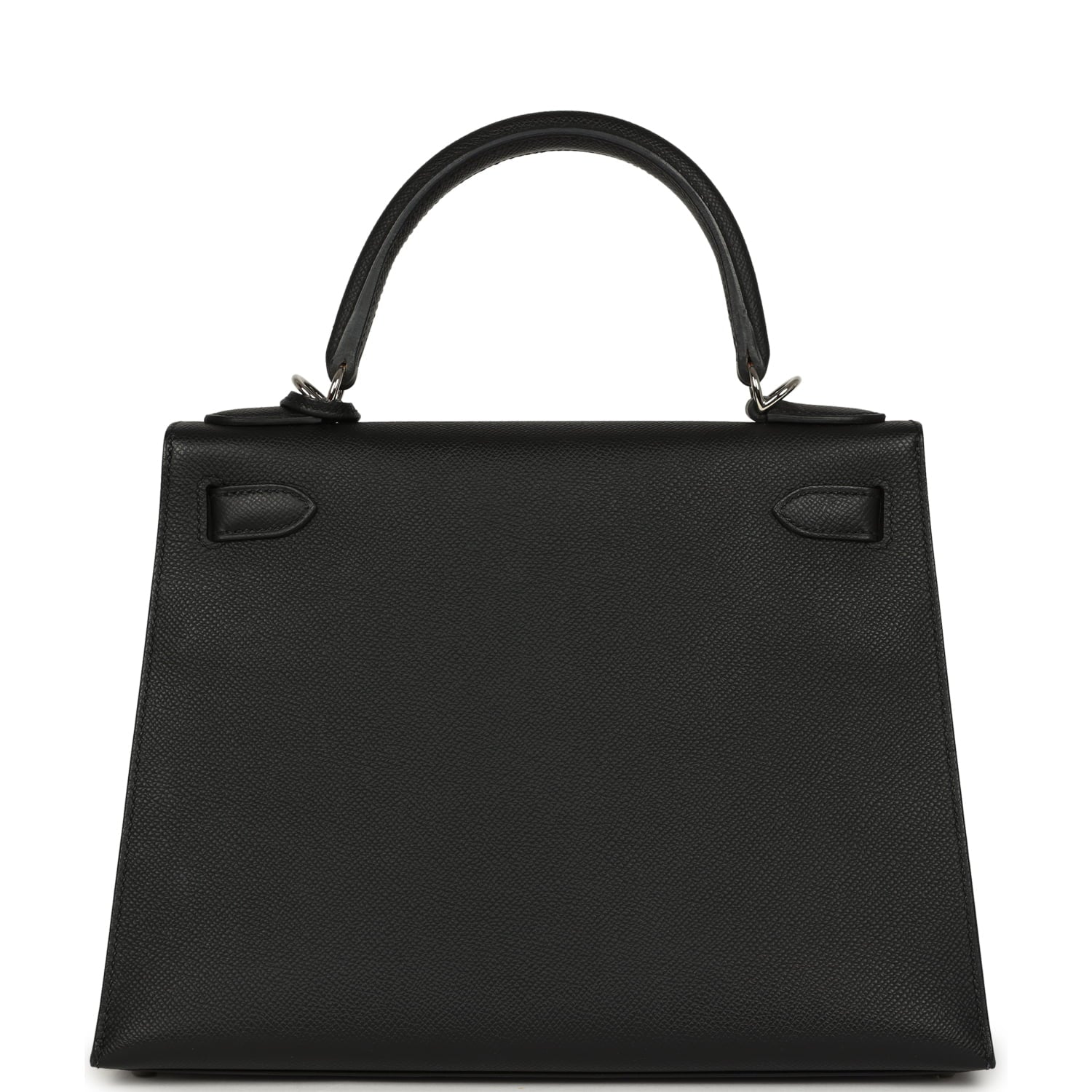 Pre-owned Hermes Kelly Sellier 28 Black Epsom Palladium Hardware