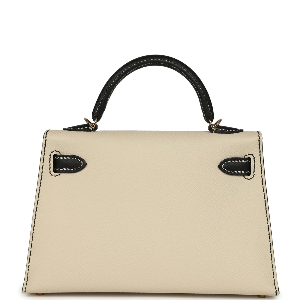 Hermes Special Order (HSS) Kelly Sellier 20 Craie and Black Epsom Permabrass Hardware