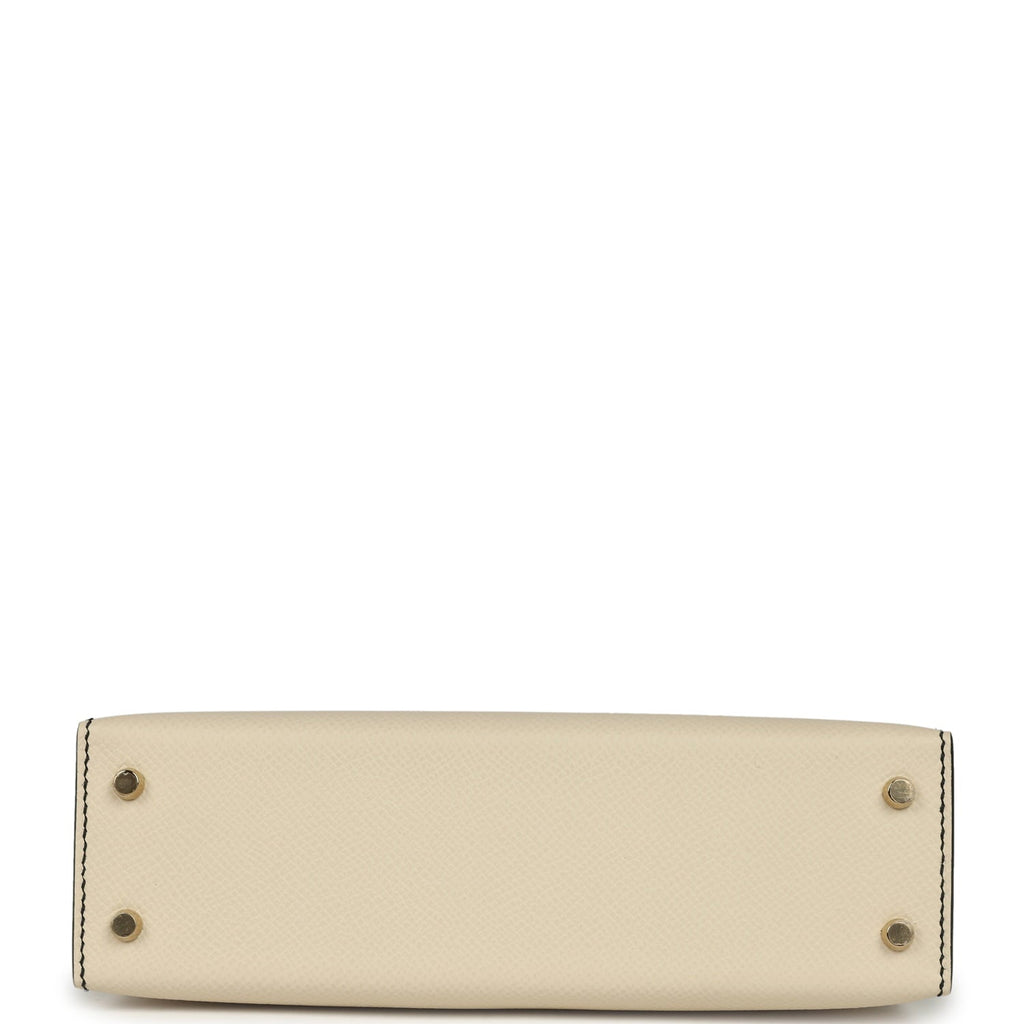 Hermes Special Order (HSS) Kelly Sellier 20 Craie and Black Epsom Permabrass Hardware