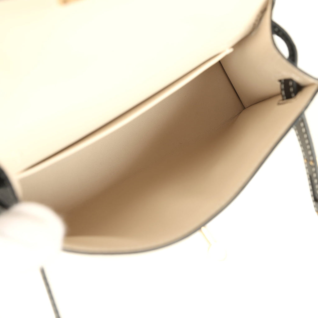 Hermes Special Order (HSS) Kelly Sellier 20 Craie and Black Epsom Permabrass Hardware