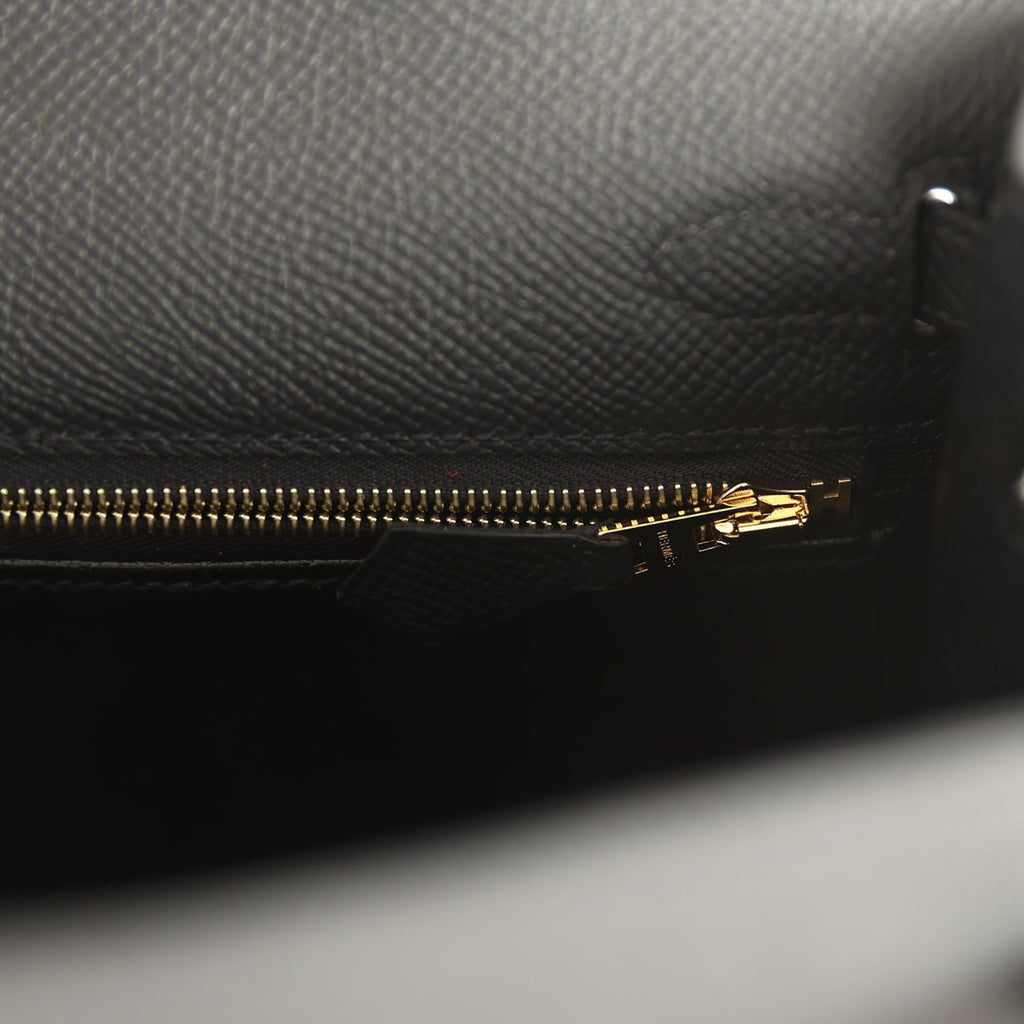 Hermes Kelly Sellier 25 Black Epsom Gold Hardware
