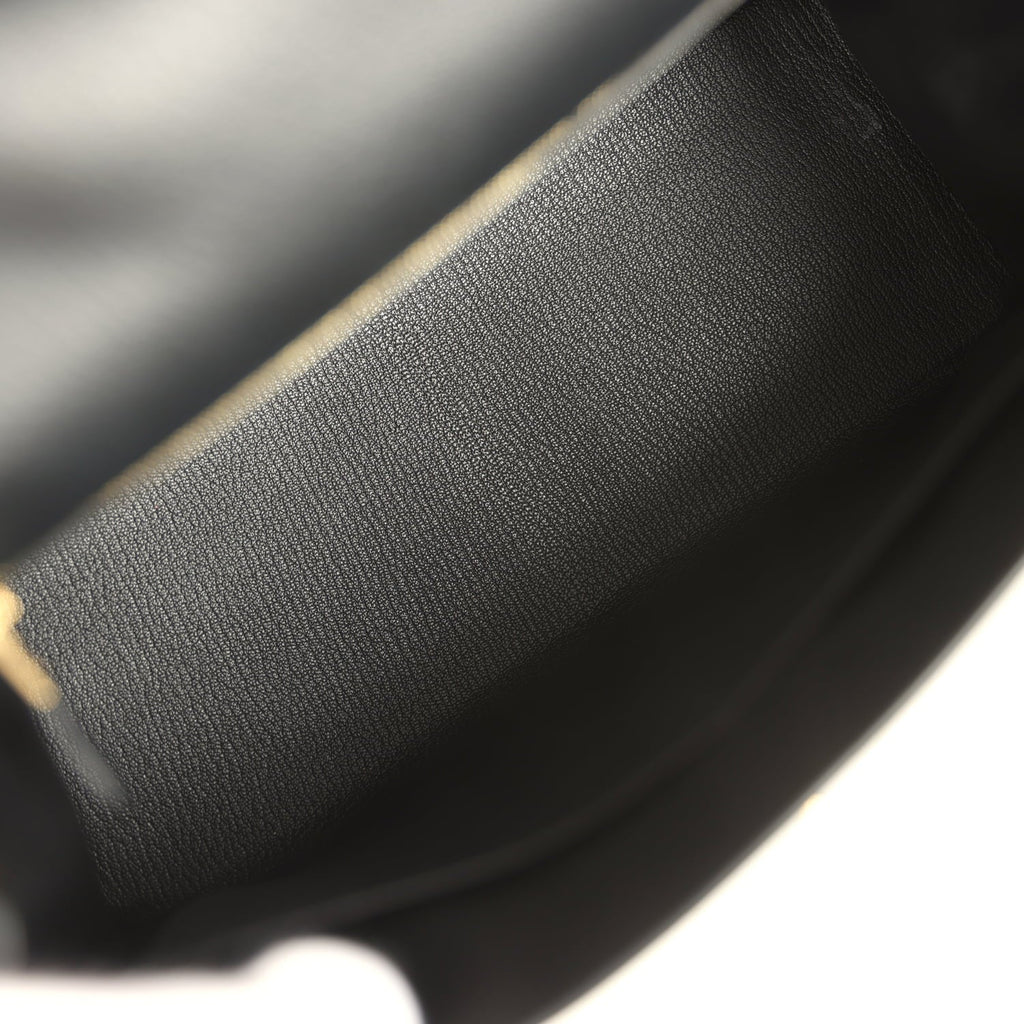 Pre-owned Hermes Special Order (HSS) Kelly Sellier 28 Black Chevre Mysore Permabrass Hardware