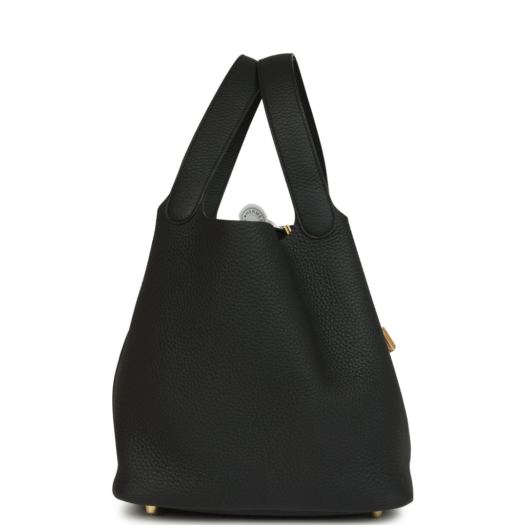 Hermes Picotin Lock 22 Black Clemence Gold Hardware