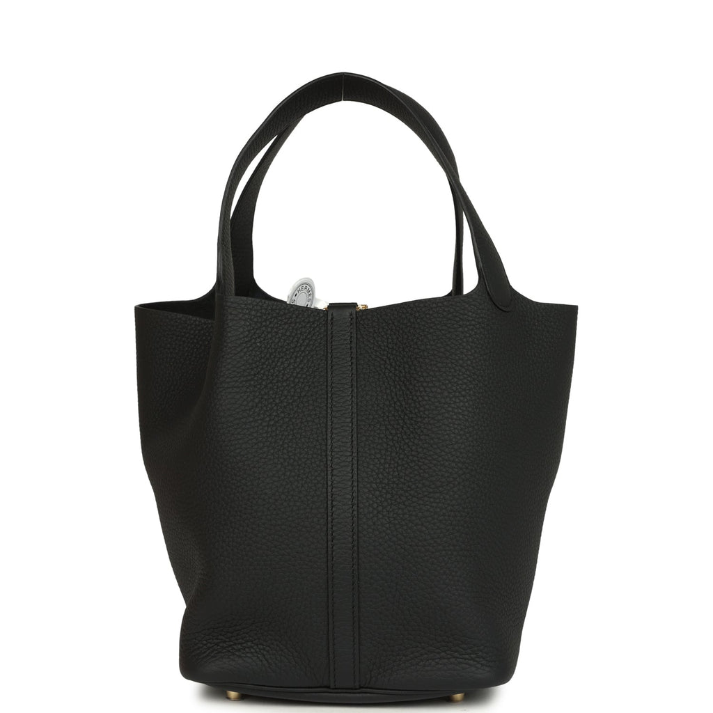 Hermes Picotin Lock 22 Black Clemence Gold Hardware