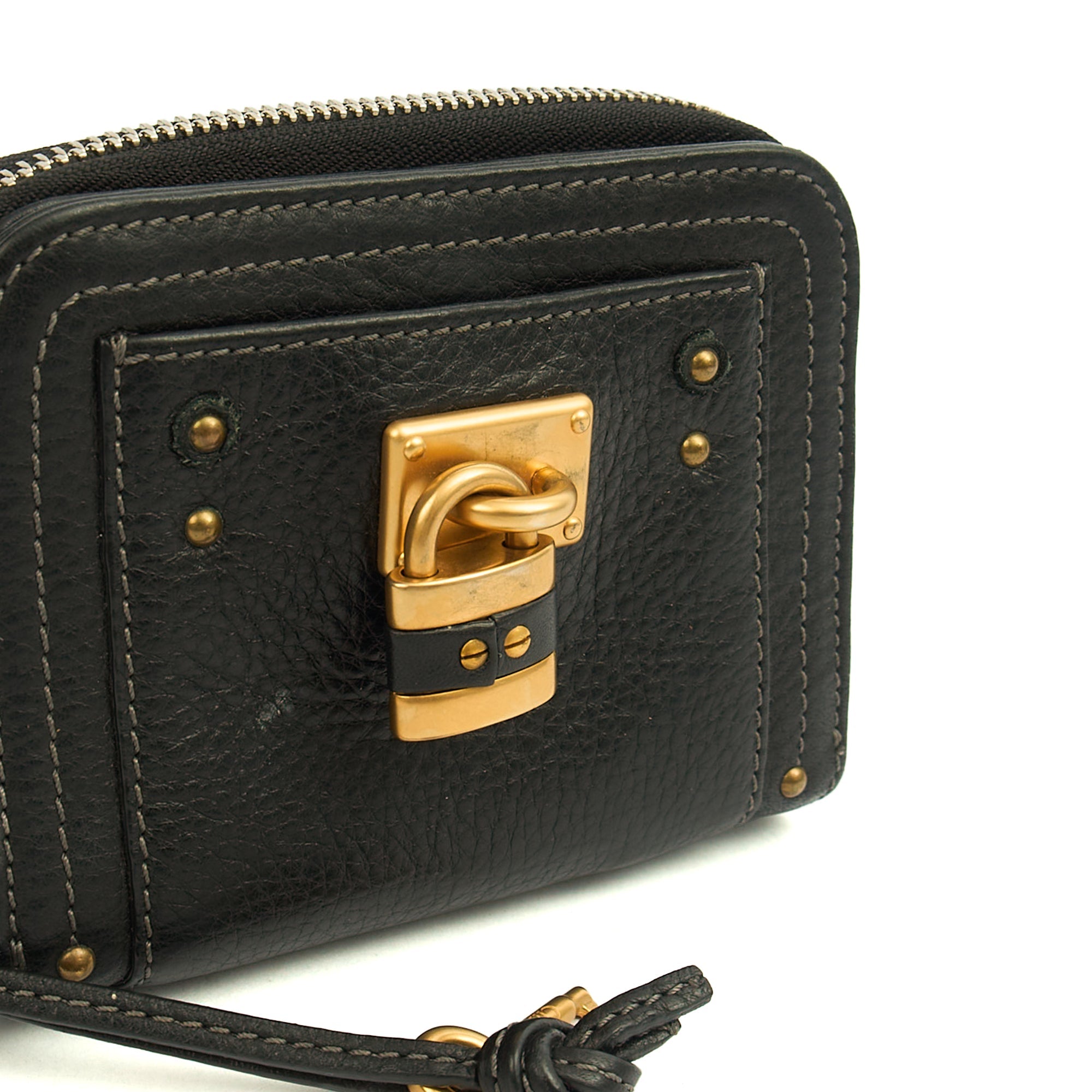 Chloe Wallet Paddington Wallet in Black, Calfskin Leather